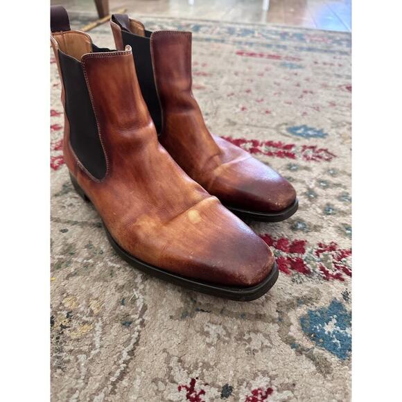 MAGNANNI Men's Brown Leather RILEY Cognac Chelsea Boots Size 7.5M - Picture 3 of 11